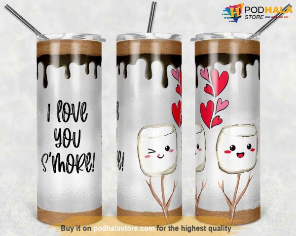 20 Oz Skinny Valentines Love You Smore Smores Camp Tumbler, Great Valentines Day Gifts