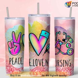 20 Oz Skinny Valentines Nurse Peace Love Nursing Valentines Day Tumbler