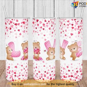 20oz Skinny Tumbler Valentine Bears, Fun Gifts For Valentines Day