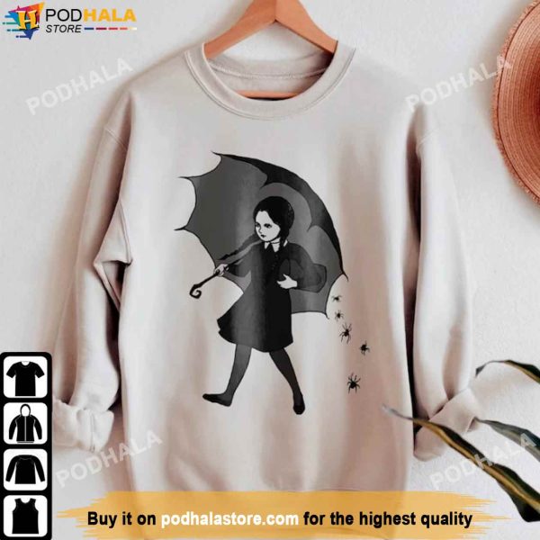 Addams Gothic Scary Girl Classic Sweatshirt, Wednesday Addams Shirt For Fans