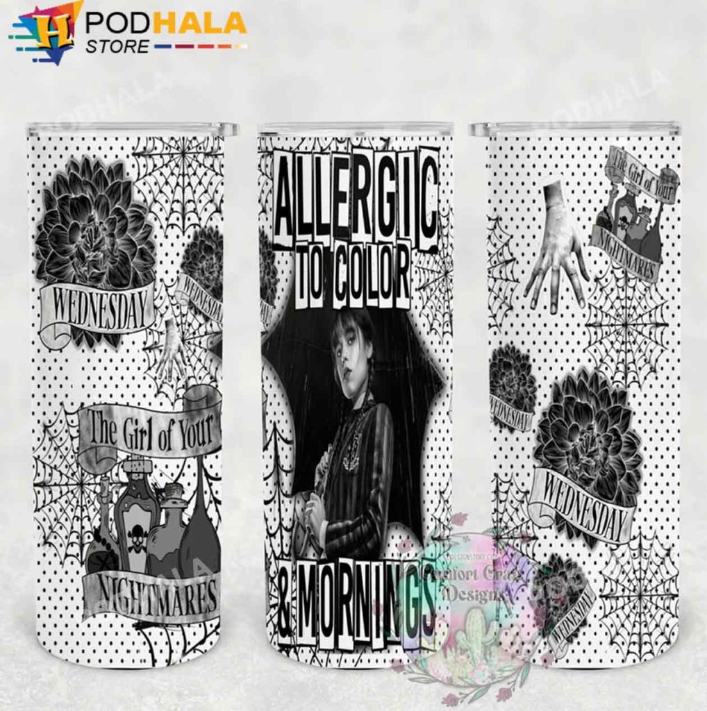 Allergic To Color & Mornings Wednesday Addams 20 Oz Tumbler