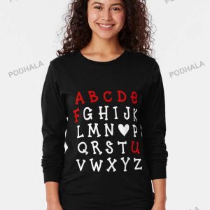 Alphabet Abc Abcdefu Anti Valentines Day Heart Long Sleeve T-Shirt