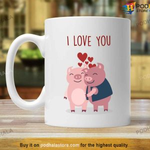 Anniversary Pig I Love You Valentines Day Mug, Valentine Gift For Girlfriend