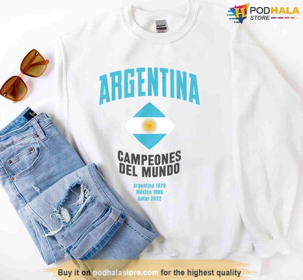 Argentina Campeones Del Mundo 1978 1986 2022 Champion World Cup Shirt