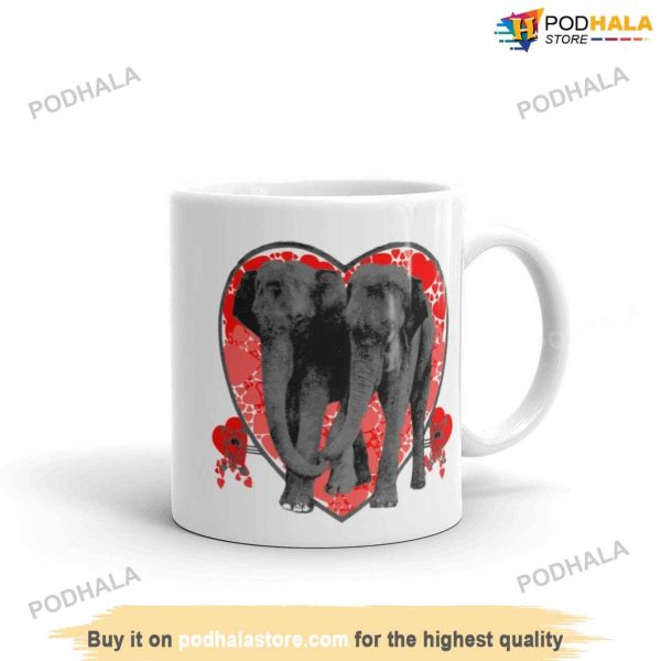 Asian Elephant Lovers Gift, Valentines Day Coffee Mug
