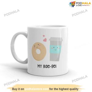 Bae-gel Coffee And Bagel Couple Valentines Day Mug