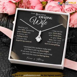 Best Valentine Gift For Wife, Valentines Day Necklace with Message Card