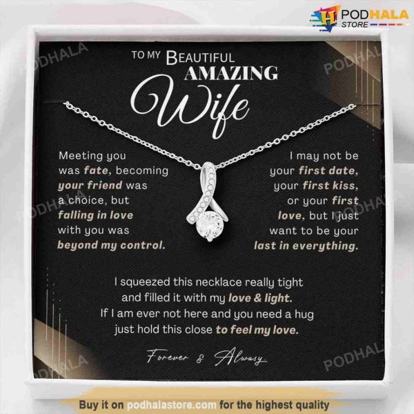 Best Valentine Gift For Wife, Valentines Day Necklace with Message Card