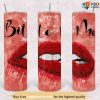 Bite Me Red Glitter Lips Skinny Straight Valentines Day Tumbler