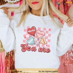 Candy Hearts Teacher Valentines Day Sweatshirt, Positive Affirmations Shirt