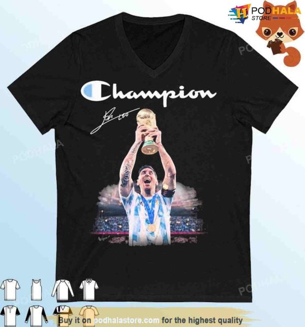 Champion Argentina World Cup 2022 Signature Lionel Messi Shirt