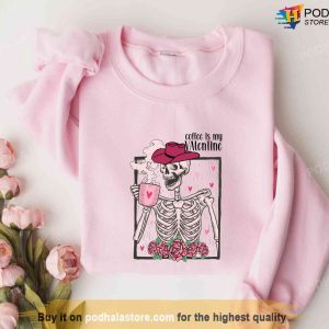 Coffee Is My Valentine Retro Skeleton Valentines Day Sweatshirt