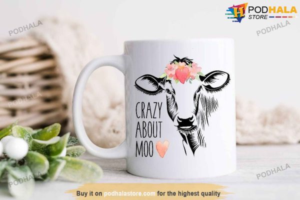Cow Valentine Coffee Mug, Cow Gifts Crazy About Moo