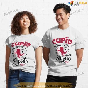 Cupid Rhymes With Stupid, Mens Get Away Cupid Girl Funny Anti Valentines Day Shirt
