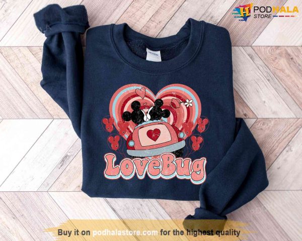 Disney Valentines Mickey Minnie Love Bug Funny Valentines Day Shirt