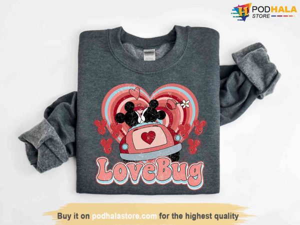 Disney Valentines Mickey Minnie Love Bug Funny Valentines Day Shirt