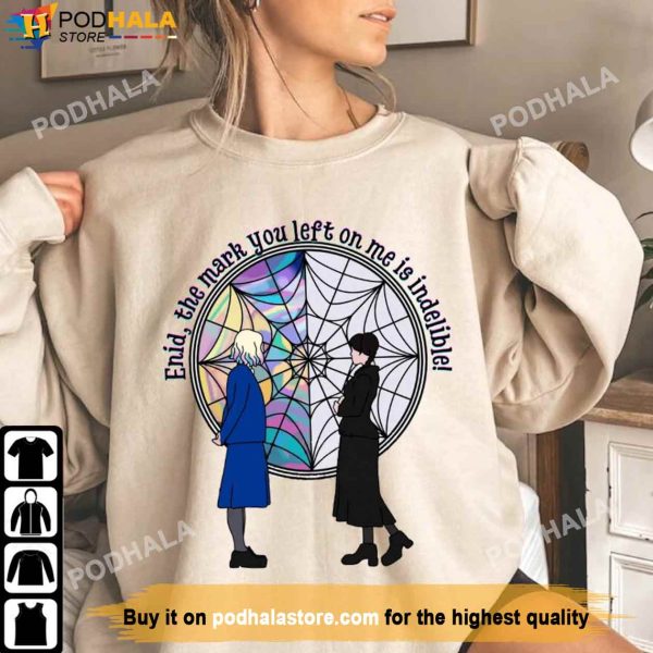 Enid and Wednesday Spiderweb Split Window Sweatshirt, Wednesday Addams Shirt