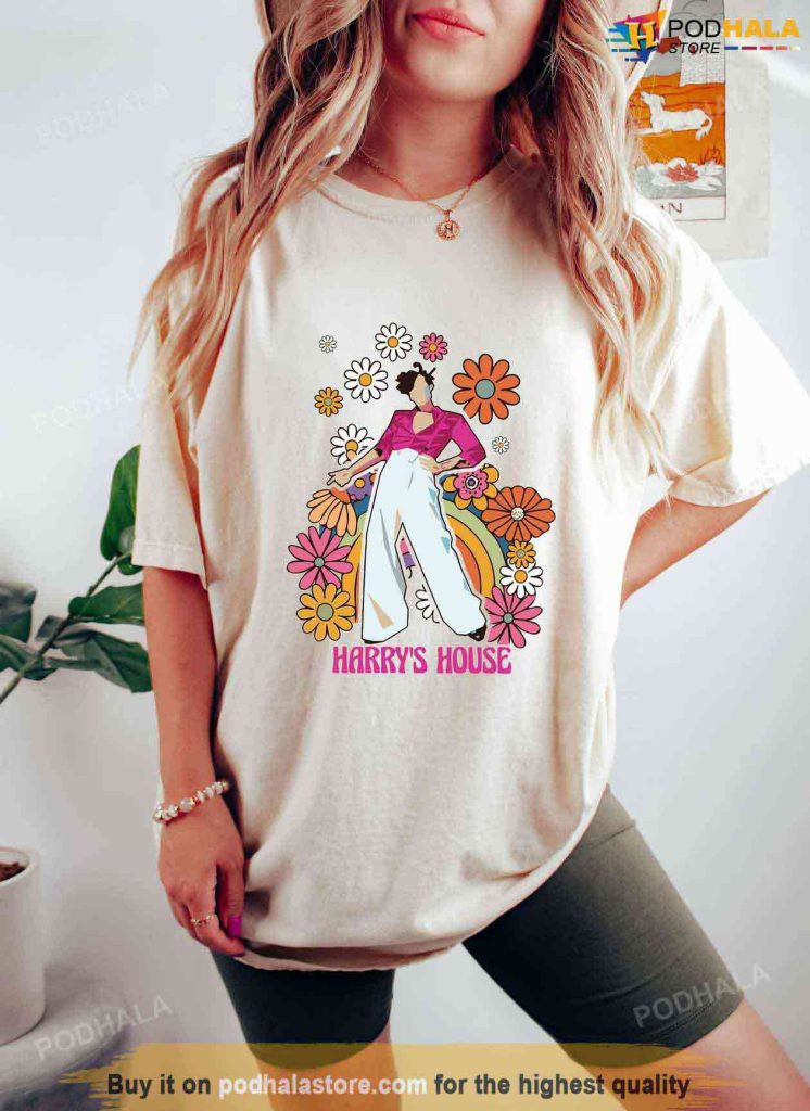 Flower Harry's House Harry Styles White Shirt, Gifts For Harry Styles Fans