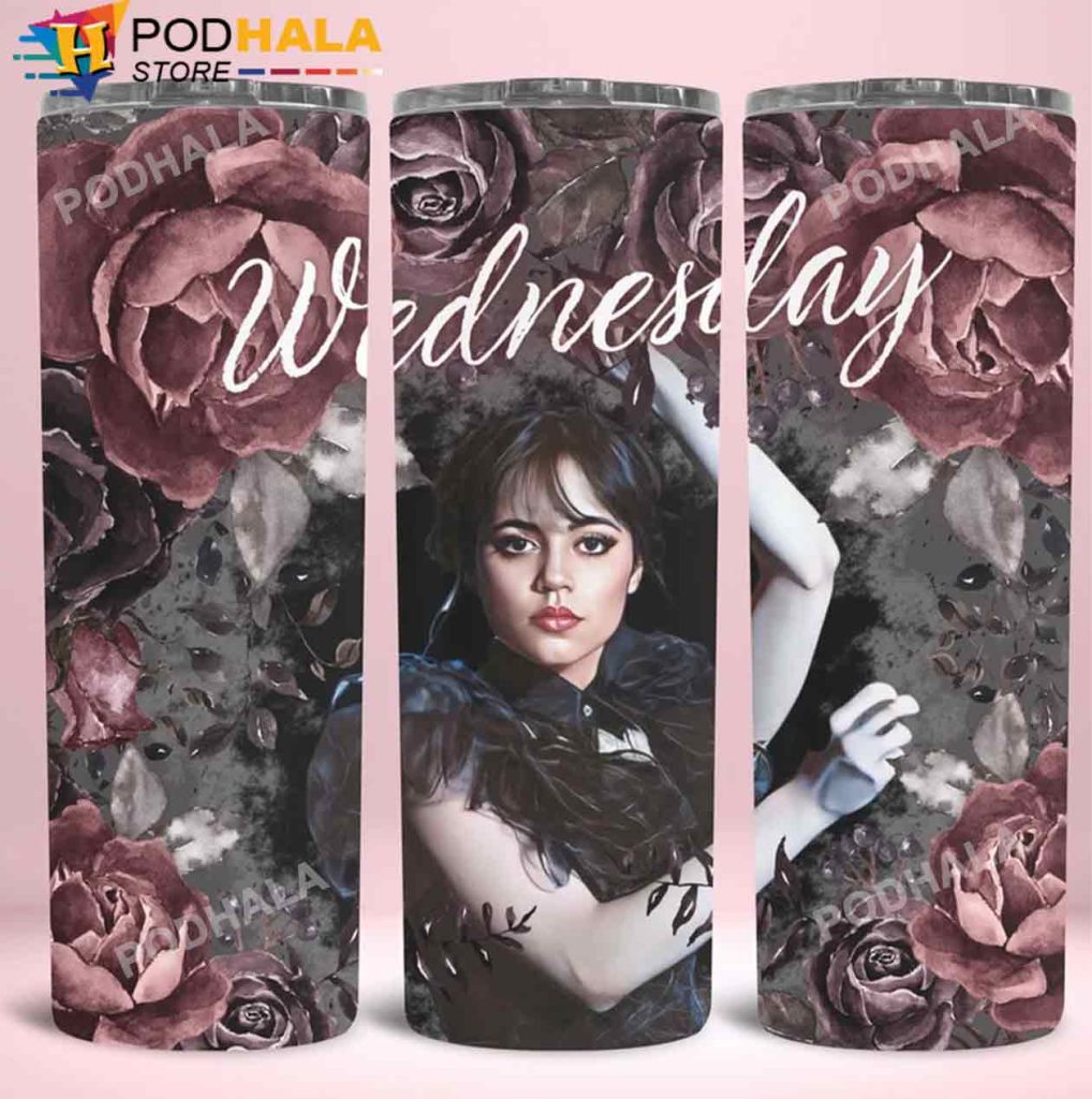 Flower Wednesday Addams Tumbler 20 Oz, Skinny Tumbler, 30 Oz Curved Tumbler