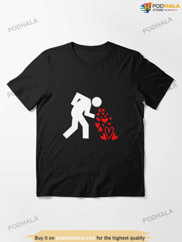 Funny Single Awareness Vomit Hearts Anti Valentines T-Shirt