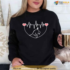 German Shepherd Dog Heartbeat Funny Valentines Unisex T shirt 2