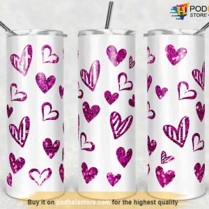 Glitter Sweet Hearts Love Valentines Day 20oz Skinny Valentines Tumbler