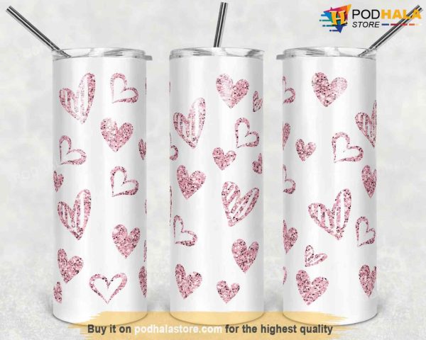 Glitter Sweet Hearts Love Valentines Tumbler, Best Valentine Gift For Wife