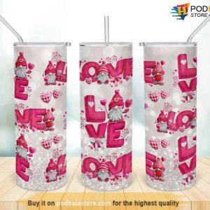 Gnomes Love Valentine 20oz Tumbler, Valentine Gift For Girlfriend