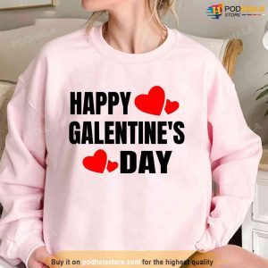 Happy Galentine's Day Cute Galentine Hearts Unisex Sweatshirt 1