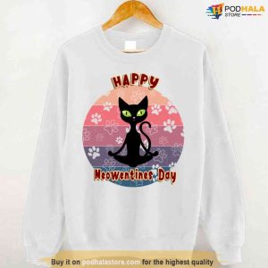 Happy Meowentines Day Funny Black Cat Valentine Unisex Sweatshirt 1