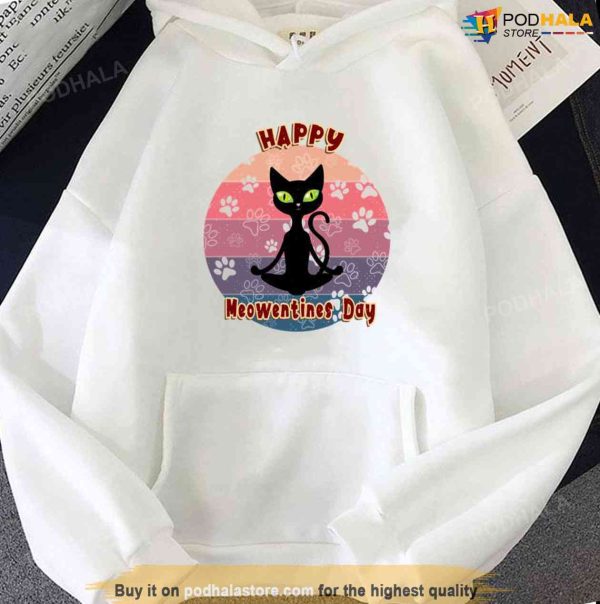 Happy Meowentines Day Funny Black Cat Valentine Unisex Sweatshirt