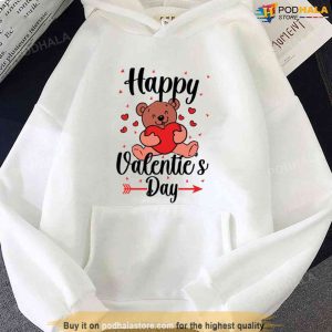 Happy Valentine's Day Teddy Bear Heart Unisex Hoodie 1