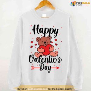 Happy Valentine's Day Teddy Bear Heart Unisex Hoodie 2