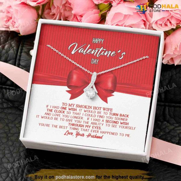 Happy Valentines Day Alluring Beauty Necklace with Card, Best Valentine Gift For Wife