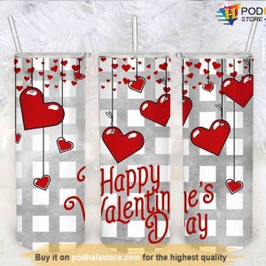 Happy Valentines Day Rose Heart 20oz Tumbler, Cute Valentine Gifts For Boyfriend