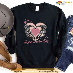 Happy Valentines Day Skeleton Heart Unisex Sweatshirt Unisex T-Shirt