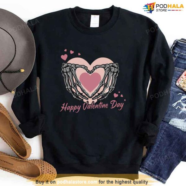 Happy Valentines Day Skeleton Heart Unisex Sweatshirt Unisex T-Shirt