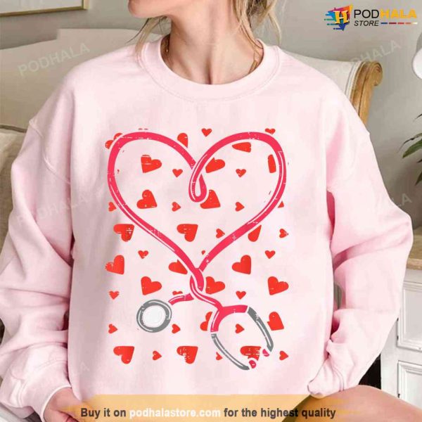 Heart Stethoscope Cute Love Nursing Valentines Day Unisex Sweatshirt