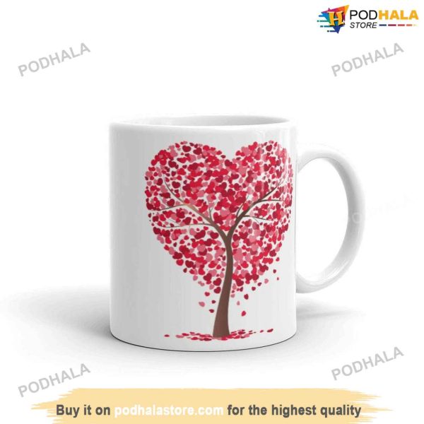 Heart Tree Valentine Coffee Mug, Valentines Day Unique Gifts For Her