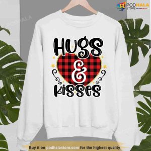 Hug And Kisses Heart Buffalo Pattern Unisex Sweatshirt 1