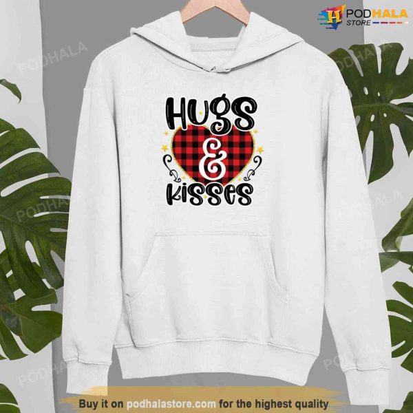 Hug And Kisses Heart Buffalo Pattern Unisex Sweatshirt