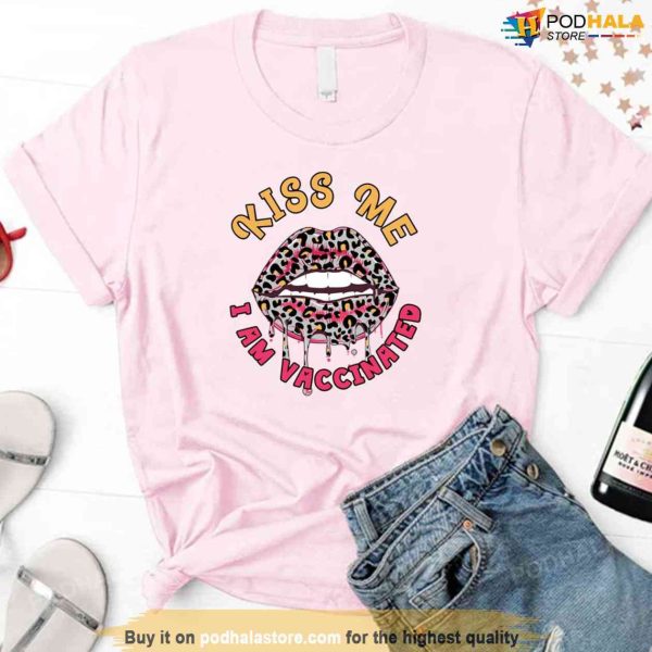 Kiss Me I’m Vaccinated Leopard Lips Valentine’s Day Unisex Sweatshirt