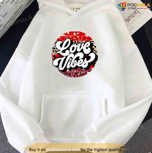 Leopard Vintage Love Vibes Couple Valentine Day Matching Unisex Hoodie