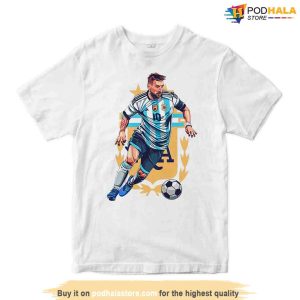 Lionel Messi Argentina Art White TShirt Messi 10 Shirt For Soccer Fans