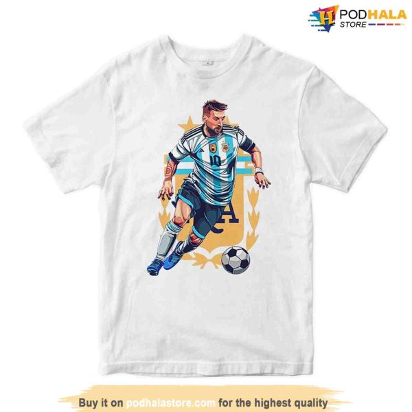 Lionel Messi Argentina Art White T-Shirt, Messi 10 Shirt For Soccer Fans