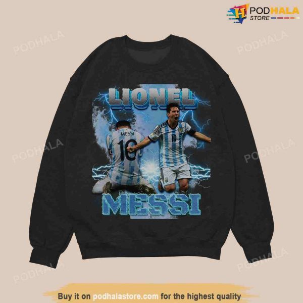Lionel Messi Argentina Vintage Bootleg Style Sweatshirt, Messi 10 Shirt