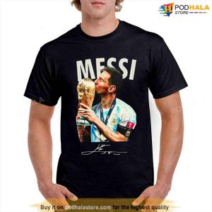 Lionel Messi Kiss Cup T Shirt World Cup Champion 2022 Lionel Messi T Shirt