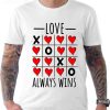 Love Always Wins Tic-tac-toe Game Heart Valentines Day T-Shirt