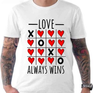 Love Always Wins Tic-tac-toe Game Heart Valentines Day T-Shirt