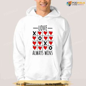 Love Always Wins Tic tac toe Game Heart Valentine's Day Unisex T shirt 2
